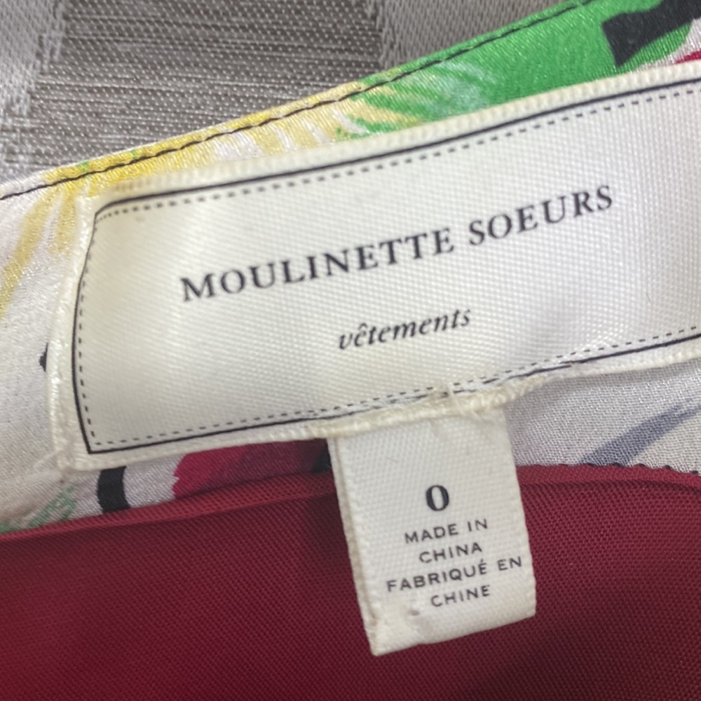 Moulinette Soeurs Fit & Flare 100% Silk Sleeveless Floral Tiered Ruffle Size: 0 - Picture 7 of 10